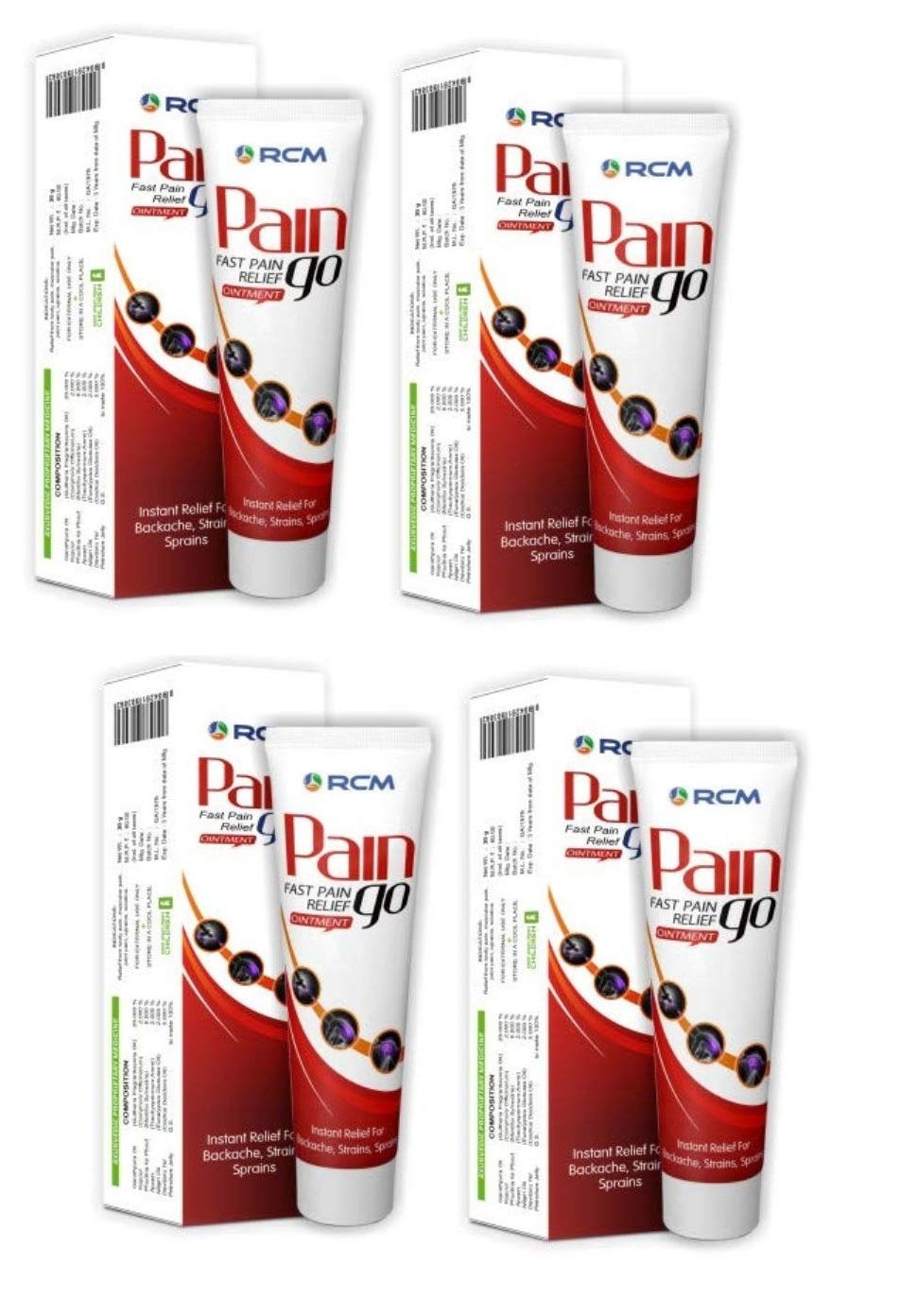 RCM Pain Go Fast Pain Relief - Ayurvedic Instant Pain Relief Ointment (30g- Pack of 4)